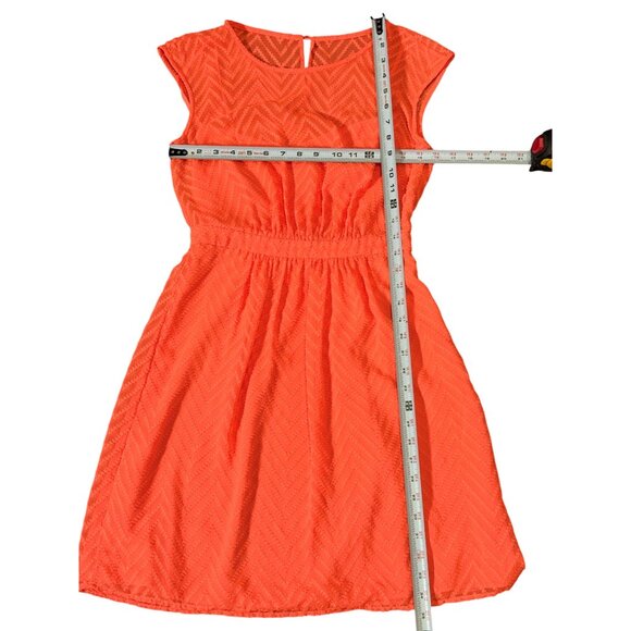 J.Crew Neon Orange Sleeveless chiffon Womens 4 Mini Dress in zigzag Beach Style - Picture 9 of 12